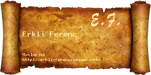 Erkli Ferenc névjegykártya